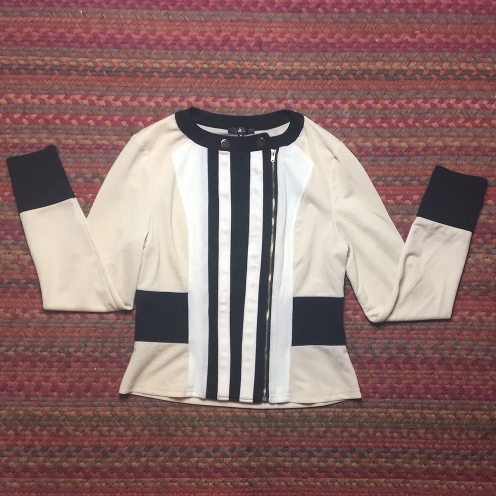 ZIP FRONT STRIPED BLOUSE